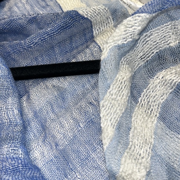 Blue and white striped wrap shawl/beach cover up fringes One Size - Picture 10 of 17